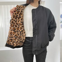 (당일출고) 양면 레오파드 호피 페이크퍼 항공점퍼 여성 양면 집업 리비시블 집업자켓