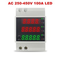 나인틴 Din 레일 다기능 LED 디지털 에너지 미터 AC 80-300V 250-450V 0-100.0A 전류계 전압계 볼트 앰프 전압, [03] AC 250-450V LED