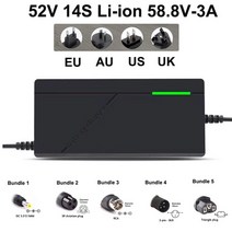 브이로그삼각대 스마트폰삼각대 48V 52V 2A 3A 5A 리튬 이온 충전기 13S 14S 54.6V 58.8V 18650 전기 자전거 스쿠터 배터리 충전 고속 스마트, UK, 번들 5, 05 52V 14S Li-ion 3A