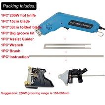 전동 가위TOYOBER 핸드 헬드 전기 폼 커터 그루 빙 조각 핫 나이프 스티로폼 스폰지 가이더와 절단, 04 200W 15cm one set_02 EU