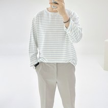 아도르클래식 먼데이 6컬러 스트라이프 단가라 세미 오버핏 긴팔 커플티