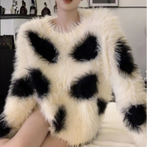 Mayfox여성 뽀글이 니트 루즈 풀오버 코트