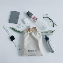 두꺼운 에코백 복조리 스트링 무지 레터링 파우치 S M