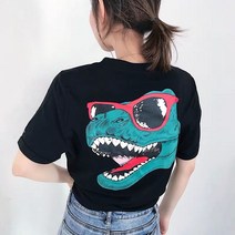 순면 공룡 반팔 커플 루즈핏 티셔츠 여름 뉴타임즈F21154