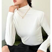 목폴라 심플칼라 슬림핏 캐주얼코디 티셔츠 반 반목티