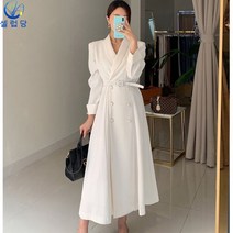 셀럽당 춘추 프렌치룩 세미 롱 빈티지 정장 원피스 여