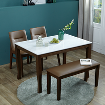 베스트리빙 데미안 빈츠 화강암 대리석 or 포세린 12T 통세라믹 4인용 식탁세트/의자4개/의자2개+벤치의자1개/7colors, 모카, 의자2개+벤치의자1개, 화이트마블대리석