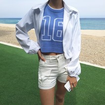 상상그이상 여성용 크롭집업 투웨이 지퍼 시원한 여름원단 얇은 바람막이 밑단 밴딩 데일리로 가볍게 입기 좋은 카라집업 슬림한 여자자켓
