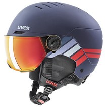 우벡스 (Uvex) 어린이 스키 스노우 보드 바이저 헬멧 매트 컬러 다이얼 크기 조정 rocket jr visor 네이비 레드 스트라이프 매트 54-58 cm