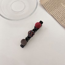 KORELAN 인터넷 빨간 머리핀 복고 프랑스식 오리 주둥이 집게 여자 편발 털 공 사이드 집게 앞머리 집게 머리 장식 인터넷 빨간 향기