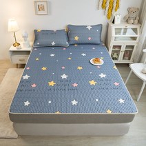 아이스 실크 라텍스 매트 세트 접이식 싱글 및 더블, 120*200cm (2 피스 세트), 스타 언약-블루