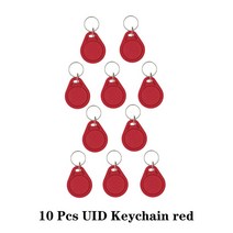 액세스제어 RFID 액세스 제어 복제 배지 NFC 스마트 칩 0 블록 재기록 가능 복사 키 Fob 13.56MHZ 1K S50 복사기 태그 5/10 피스, [09] 10PCS-UIDK-Red