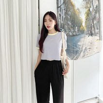 토마토팩토리 [하이틴무드]오프 배색 나그랑 크롭 반팔티(4color)