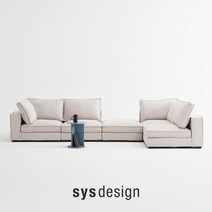 [시스디자인] 힌스 발수 패브릭 6인 코너형 모듈 소파, 베이지