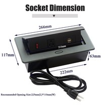완속 가정용 전기미국 플러그 USB 충전 및 켜기 끄기 버튼 댐핑 느린 팝업 데스크탑 개폐식 전기 소켓 콘, 01 은_01 미국_01 1