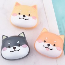 콘택트통 시바견 케릭터 콘택트 렌즈 케이스 집게 흡착봉 세트, B 옐로우