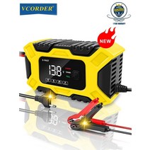 산업용 배터리 충전기 자동차 6a 12v 완전 자동 시작 보조 수리 충전 오토바이 및 트럭 용 지능형 고속 충전, 노란색 eu 플러그