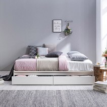 [가구야]기간한정! 통깔판 서랍형 침대+매트리스, 슈퍼싱글(화이트)