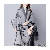 티피/Teepie 여성 망토 케이프 코트 봄가을 겨울 니트 카디건 수술 가오리 망토