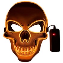 해골 할로윈 조명 등 장식 인테리어 소품 공포 빛나는 마스크 콜드 라이트 페이셜 마스크, 주황색