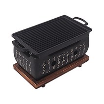 카나모 일본식 미니화로 직사각 대형 구이불판 세트 개인화로 가정용 캠핑 숯불 1인용, 04. 미니화로 정사각 대형 + 구이불판 세트