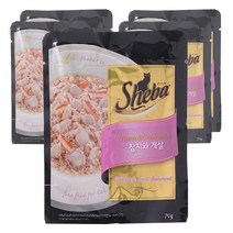 쉬바 파우치 고양이 간식, 참치 + 게살 혼합맛, 5팩