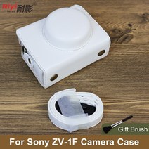뷰파인더 PU 가죽 카메라 케이스 소니 ZV-1F 단일 렌즈 전자 뷰 파인더 디지털 보호 가방 어깨 스트랩, 02 white