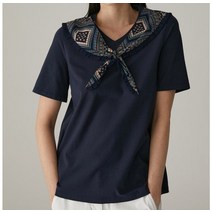 올리비아로렌 / 머플러 패치 반팔 티셔츠 VVCASXM5171 / 애플아울렛 ( 네이비 )