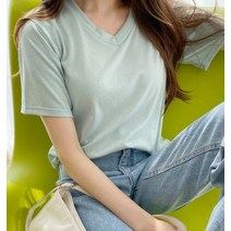 엘르비 데일리 컬러 브이넥 반팔 티셔츠(7Color)