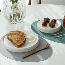마임 원형 도자기 굽접시 떡 케이크 디저트 플레이트, 화이트, 타원형