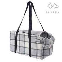 COSEPET 강아지 카시트 애견 카시트 센터형 이동장 겸용, 체크 그레이