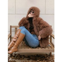 후드디자인 롱 케이프코트 알파카 소매퍼코트 울테디퍼후드인조무스탕 자켓 샤틴 핸드메이드 퍼후드 코트 페이크퍼코트 더플