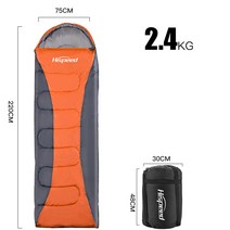 사계절 1인용 침낭 75*220cm, 두꺼운 겨울용, 오렌지