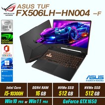 ASUS TUF FX506LH-HN004 + Win10 Pro / Win11 Pro 포함 / GTX1650, 16GB, 1025GB, 인텔 코어 i5 10300H, 본파이어 블랙