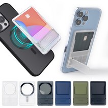 화이트스톤 돔 맥세이프 카드 지갑 케이스 거치대 2in1, 카드케이스_CLEAR BLACK, 1개