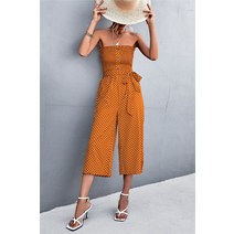 원앤윈 여성 여름 봄 여름 핫 점프슈트 버튼 폴카 도트 튜브 탑 점프 슈트 여성바지