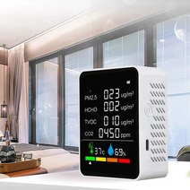 가스경보기 이산화탄소 검출기 CO2 스마트 디지털 미터 실내 온도 습도 센서 테스터 공기질 모니터 TVOC H, 08 6 IN 1