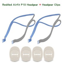 코골이방지기구 비강확장기 자동양압기 resmed airfit p10 비강 베개 cpap 마스크 헤드 기어 용 4 pcs 조정 클립 및 2 pcs 머리띠, 2 헤드기어 4 클립