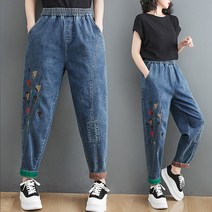 도니와 여성 자수청바지 밴딩배기 편한청바지 봄청바지 워싱청바지 예쁜청바지 빈티지룩 데일리룩 기본청바지 단체청바지 엄마청바지 가을청바지 여행패션 직장인청바지 배색청바지