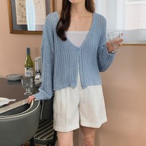 네쥬 여성 봄 여름 루즈핏 브이넥 예쁜 니트 가디건