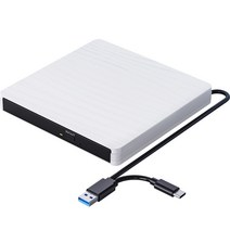광학디스크 드라이브USB 3.0 c타입 휴대용 CD DVD +/-RW 버너 광학 드라이브 외장 노트북 PC 데스크탑 맥북, 02 DVD White