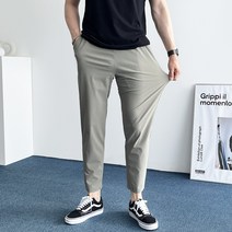 데일트 남자 빅사이즈 밴딩 아이스 여름 9부 스판 슬랙스 팬츠