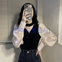 [인하유통공사]패션 여성복홀터 셔츠 여성 럭셔리 날씬해보이는 블라우스 데일리 데이트 모임룩 소프트 여성셔츠 남방 상의 LNN20230305
