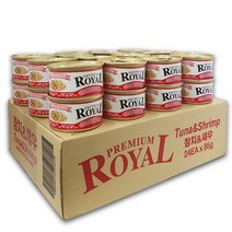 프리미엄 로얄 (1box/24개입) 고양이 캔 간식 통조림, 참치+새우, 24개입