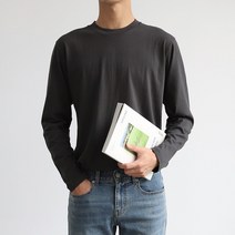 더베이직샵 남녀공용 스탠다드 퓨어 코튼 면 기본 라운드 긴팔 티셔츠 4컬러 5사이즈