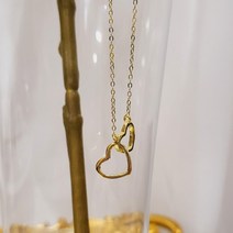 아이엘 ZNG007 더블 하트 고리 은 목걸이 [14k도금] [실버925]