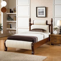 피온 엔틱 마호가니원목 슈퍼싱글 침대, 화이트