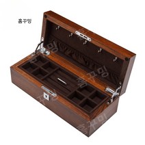느픕나무 예물함 악세사리 주얼리 돌 반지 폐물 보석함 잠금 상자 케이스, 1, 다크 브라운
