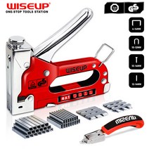 WISEUP-4 인 1 전문 헤비 듀티 스테이플 건 재료 수리 장식 가구 문 창문 목공 가정용 DIY 사용, 4in1