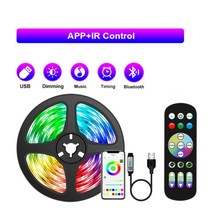 LED 링라이트 usb rgb led 스트립 조명 5050 블루투스 테이프 다이오드 tira fita luses led 리본 네온 야간 조명 벽 tv 장식, 앱 제어, 배터리를 가지고, 10m